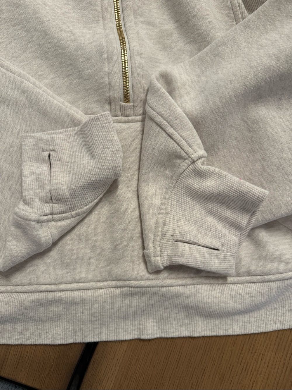 lululemon oversize scuba, heather gray half-zip hoodie with gold logo - Picture 4 of 5